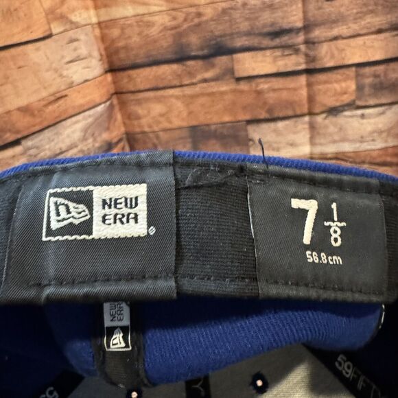 Chicago Cubs Fitted Hat Blue New Era 59Fifty Size 7 1/8 Authentic On-Field Cap - Picture 7 of 8